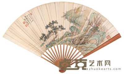 秦淦 秦文锦 临风观潮 书法 成扇 50×18cm